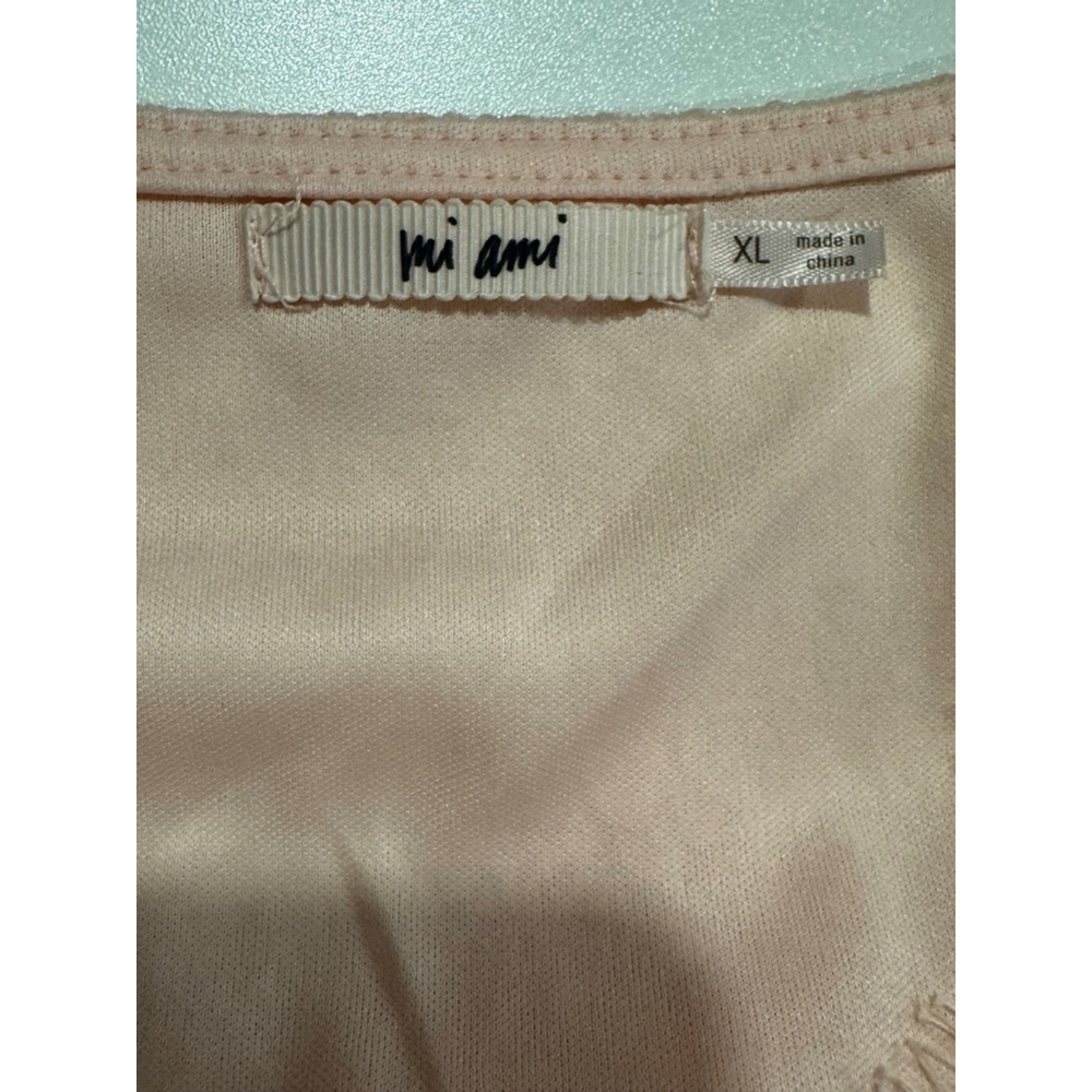 Mi Ami Elegant Blush Lace Tie-Front Peplum Top - Size XL - Picture 6 of 8